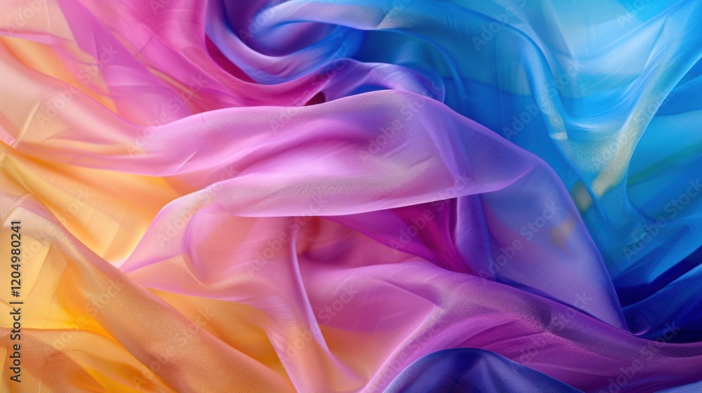 Poster close-up of multicolored textured sheets creating a vibrant and abstract background, perfect for cre