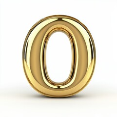 Shiny Golden Number Zero, 3D Rendered Alphabet Character