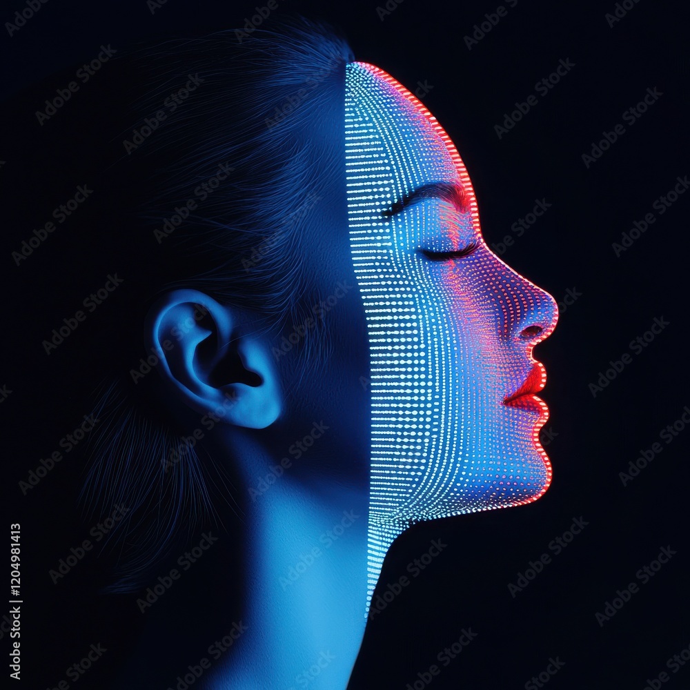 Poster digital privacy in focus exploring facial recognition technology futuristic environment digital art 