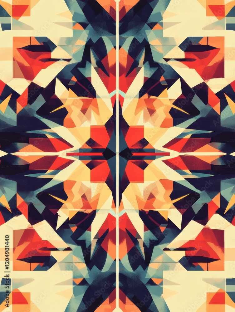 Poster Colorful geometric patterns create a harmonious abstract design with vivid hues and intricate shapes. Generative AI