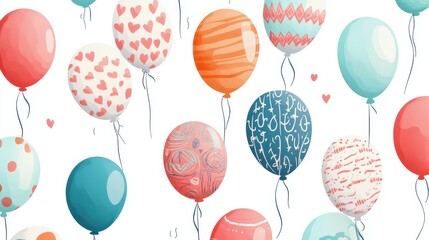Balloons with hand-drawn patterns and doodles, unique artistic touch for creative celebrations.