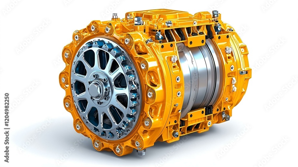 Poster electric motor components, a detailed view of electric motor parts showcasing their intricate struct