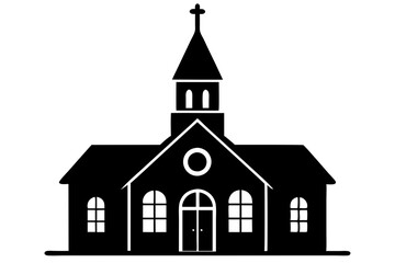 Church silhouette vector, Christian church house icon, Church building vector illustration 