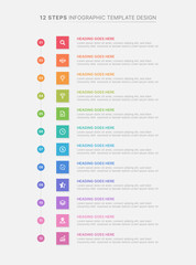 Modern Business Infographic Design Template with Twelve Options