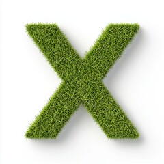 Obraz premium Grass Letter X, Eco-Friendly Alphabet, Green Nature Font