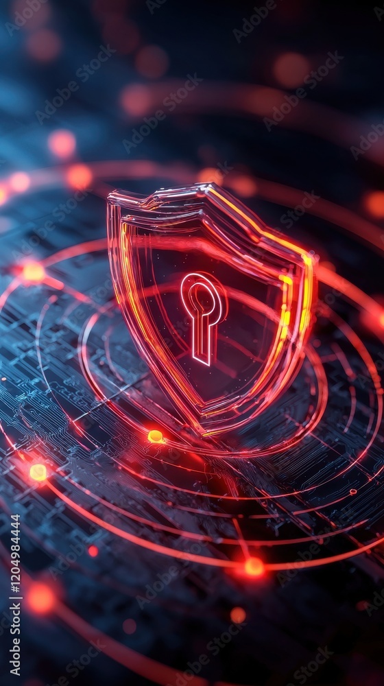 Poster data protection shield animation digital realm graphic design secure environment close-up view cyber