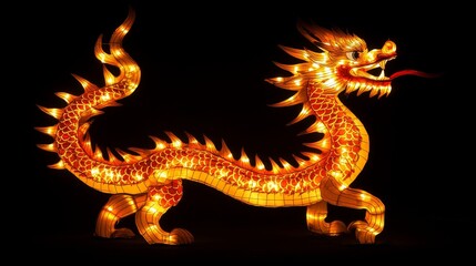 Fototapeta premium Illuminated Dragon Lantern Festival Display at Night (2)