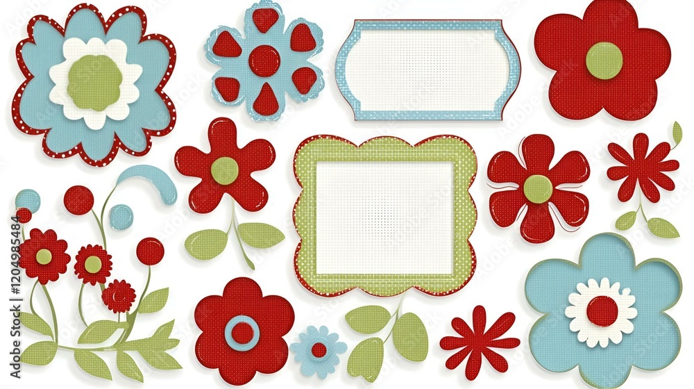 Poster charming vector frame designs, a collection of playful and colorful frames featuring whimsical patte