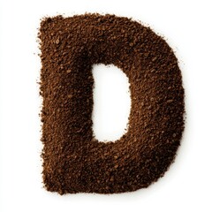 Coffee Grounds Letter D - Alphabet Made of Dark Brown Coffee
