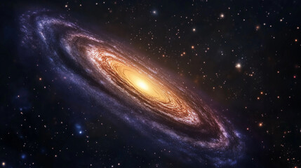 Naklejka premium Colorful Galaxy Swirling Space Background with Twinkling Stars and Nebulae in Dark Mysterious Palette for Science Fiction and Astronomy Projects