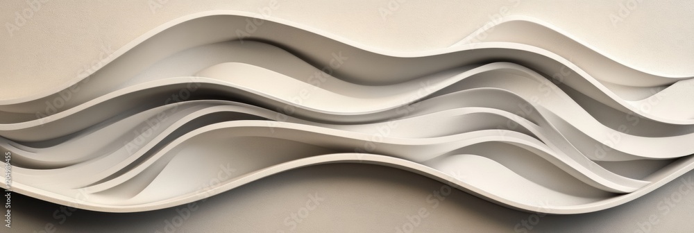 Poster decorative white wave patterns on a wall in a modern interior setting showcasing design creativity a