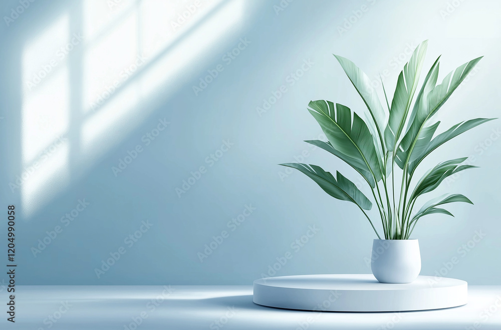 Poster light blue gradient background with ample space for text or product display, featuring abstract ligh