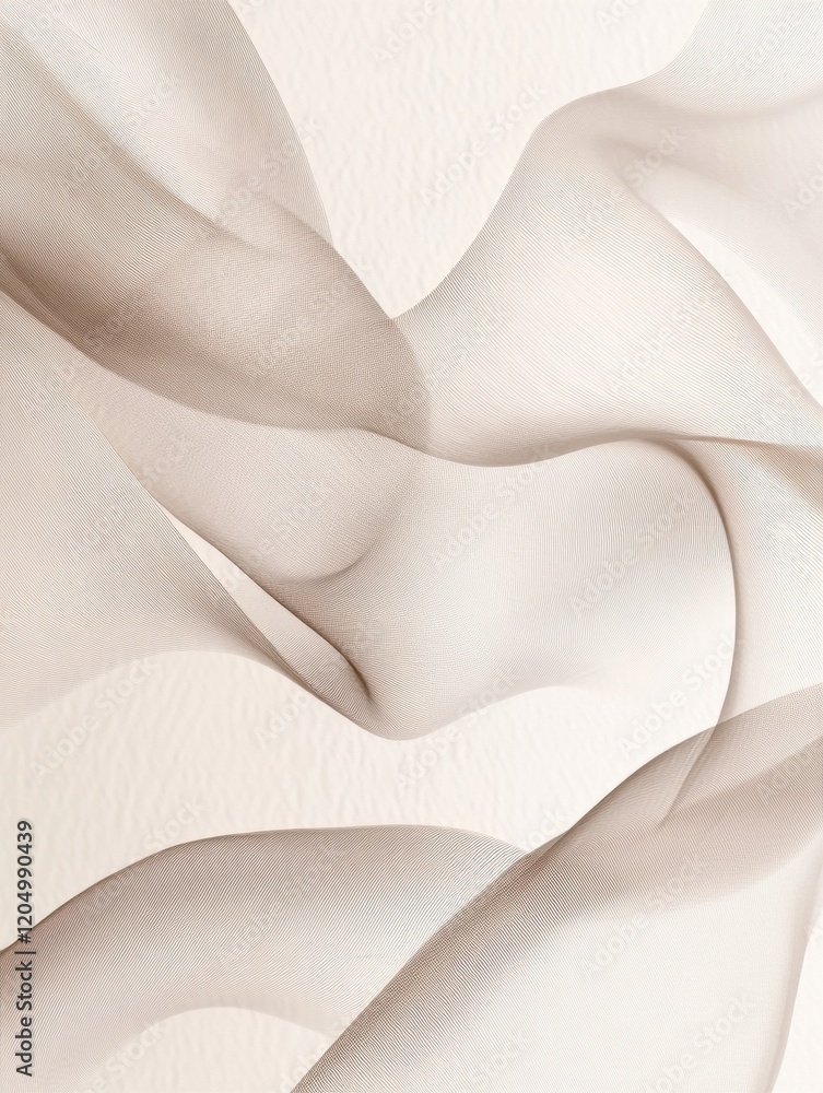 Poster Abstract composition showcasing delicate fabric waves in soft neutral tones. Generative AI