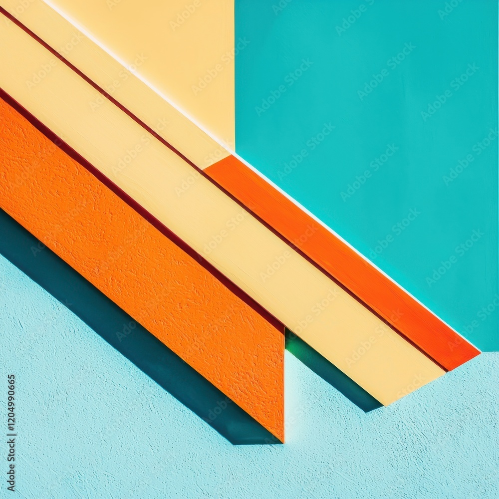 Aufkleber vibrant geometric shapes overlapping in bright artificial light diagonal view abstract art