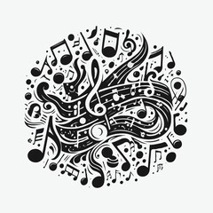 Abstract Black and White Music Notes Design: Creative Vector Illustration