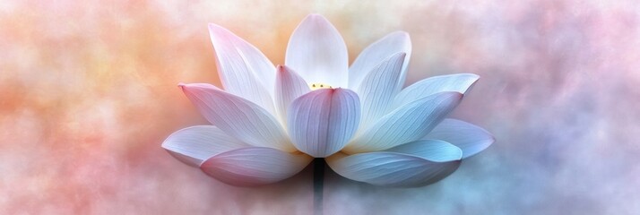Fototapeta premium Elegant white lotus flower blooming against a soft pastel background for serene decor and wellness inspiration. Generative AI