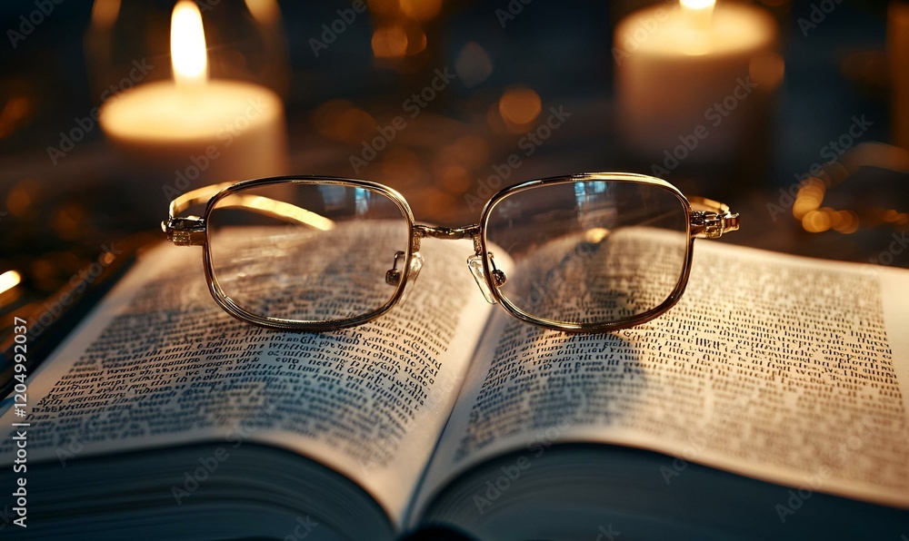 Poster illuminated study space, a desk lamp casts a warm glow over an open textbook, creating an inviting a