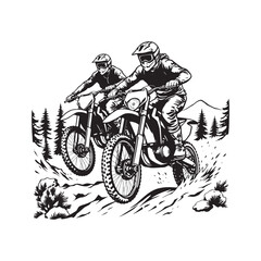 A skillful motocross racer soars into the air during an exhilarating race
Illustration of extreme people jump with motorbike
