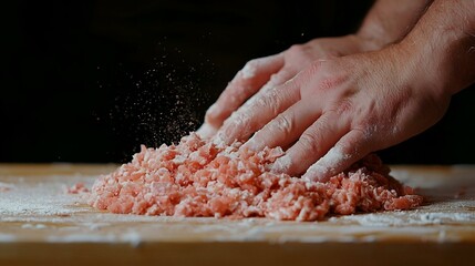 Hand crafting traditional ingredients, intricate preparation, vibrant spices, cultural heritage, culinary artistry, rich textures, immersive experience