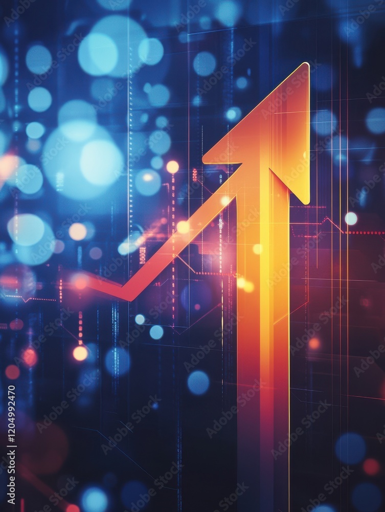 Poster abstract colorful arrow on blur background. business concept. abstract background with graphs and ch