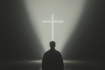 The concept of god helping, hope and faith, Christian religion concept and cross