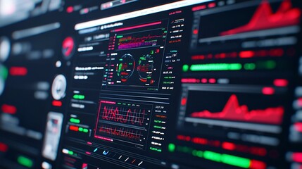 Obraz premium Game Stats Overview, a vibrant close-up of a digital screen showcasing dynamic gaming statistics and player achievements in action.