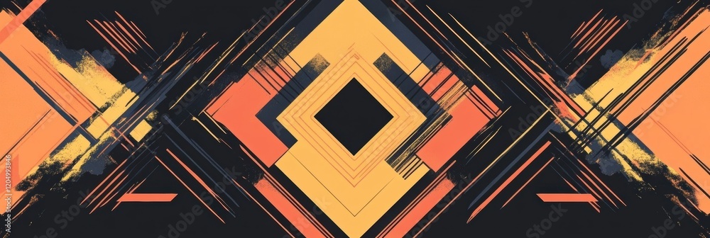 Aufkleber Dynamic geometric pattern with bold colors and sharp lines creating a modern visual impact. Generative AI