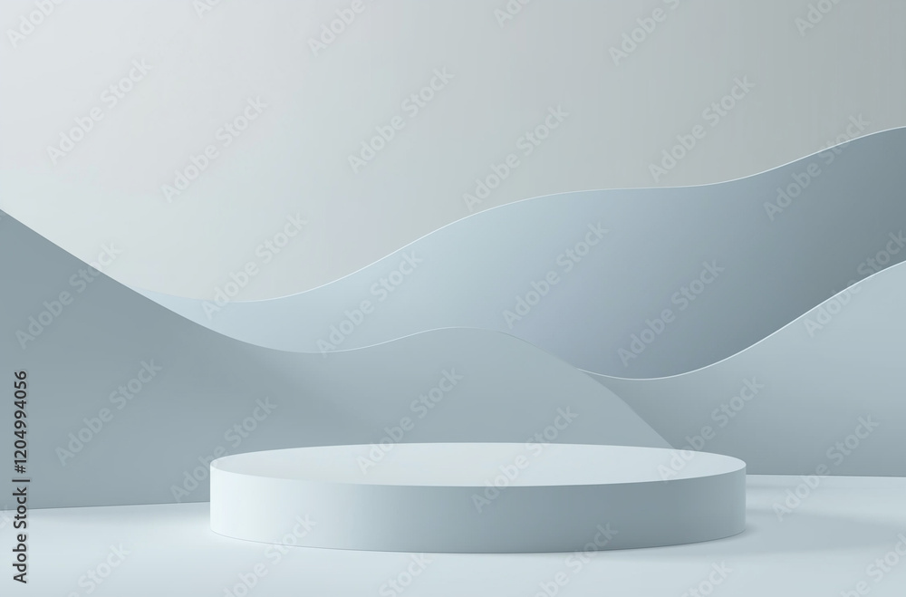 Poster light blue gradient background with ample space for text or product display, featuring abstract ligh