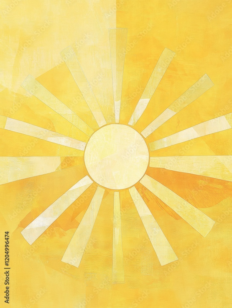 Aufkleber bright sun with rays radiating warmth and energy on a vibrant yellow background enhancing the mood. 
