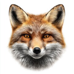Fototapeta premium Majestic Red Fox Portrait Close-Up Face on White Background