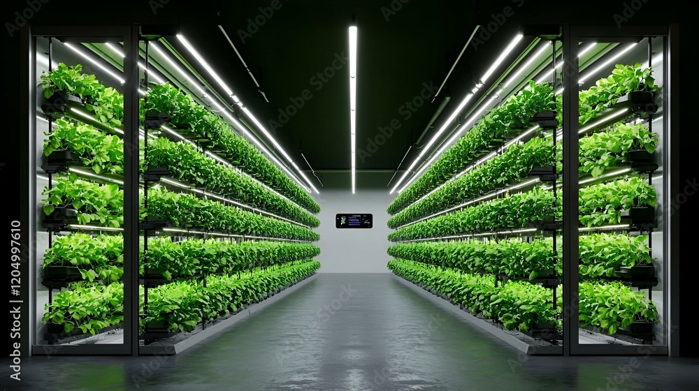 Aufkleber ai control hub, a futuristic 3d representation of an ai system managing a vertical environment, show