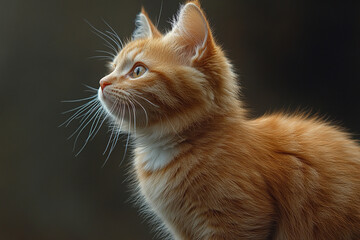 Adorable Ginger Kitten Gazing Pensively Into Distance