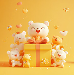 teddy bear with gift box