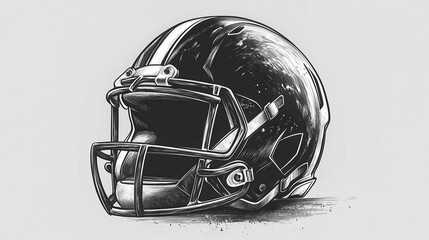 Fototapeta premium Monochrome American Football Helmet Illustration