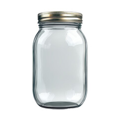 Empty glass jar for storage or decoration. transparent background