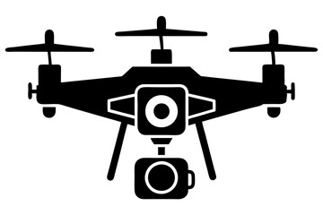 Drone silhouette vector, drone camera icon silhouette vector illustration