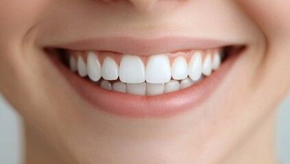 Fototapeta premium Close up of a Woman s Bright Healthy Smile with Perfect White Teeth