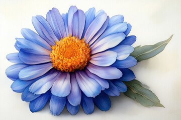 A Stunning Watercolor Painting Of A Blue Daisy Flower