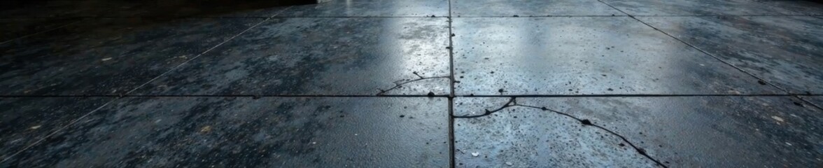 Obraz premium Dark stained concrete floor, showing deep crevices and subtle variations in tone , dark, industrial, floor