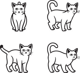 Purring Cats Vector Silhouette