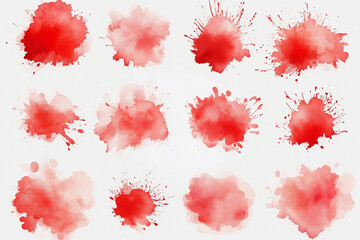 series of red splatters on a white background. The splatters are of different sizes and shapes, creating a sense of chaos and disorder. The red color of the splatters is bold and intense