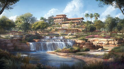 Luxury Resort Waterfall Oasis: A Serene Getaway