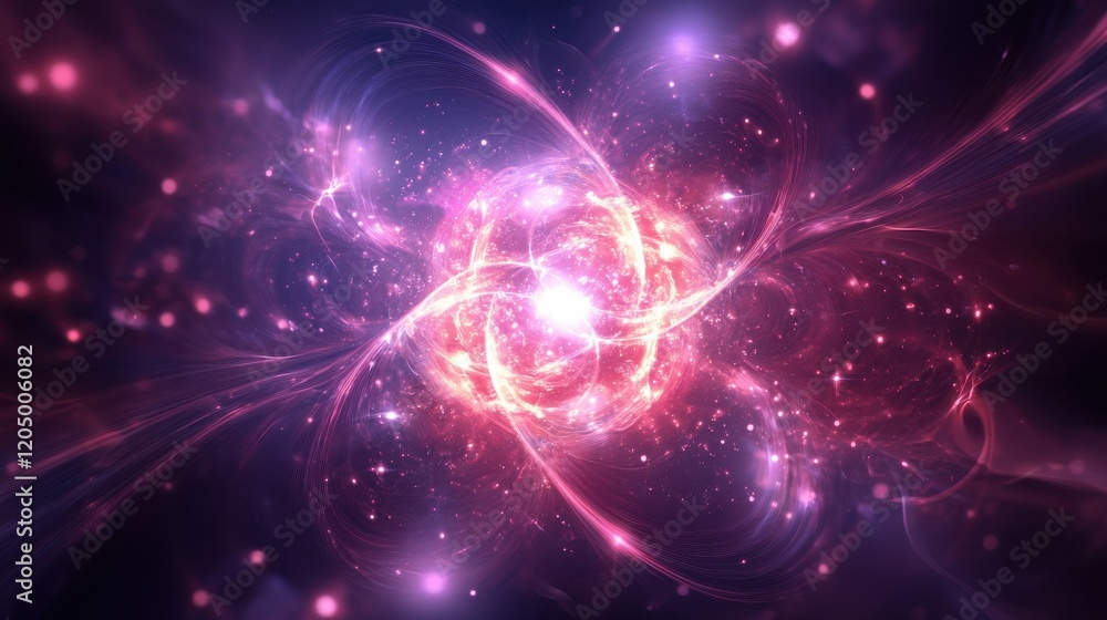 Poster abstract quantum technology background. glowing particles and blurred circles. digital innovation co