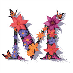 Free Vector Graphic of Floral Letter M  Perfect for Web Design, Flyers, and Brochures