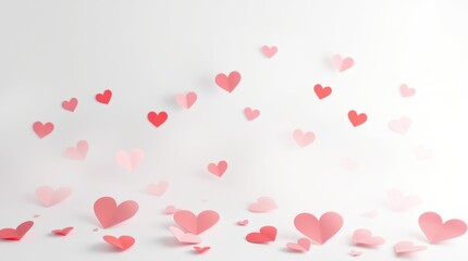 A seamless vector pattern of pink hearts on a red background, perfect for Valentine's Day cards, romantic wedding invitations, and festive holiday decorations