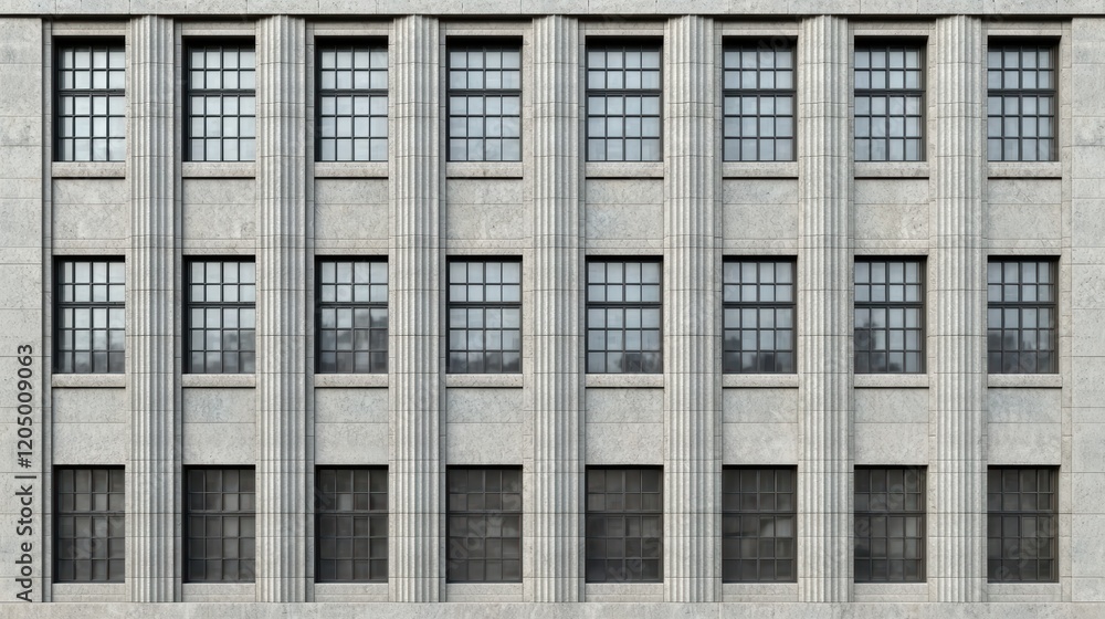 Poster classic architectural building facade with columns and windows