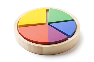 Obraz premium colorful wood toy, shape of colored wooden, Baby toy isolated white background. Encourage creative play and artistic exploration with this Wooden Artist Palette, a beautifully designed Montessori-styl