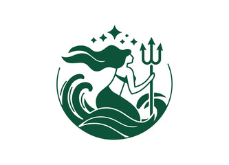 A graceful vector logo featuring an angelic girl silhouette with elegant wings extended, flowing hair, and a serene posture. The design emphasizes purity, grace, and divinity, using smooth curves 