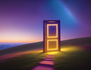 透明感があって光っているドア