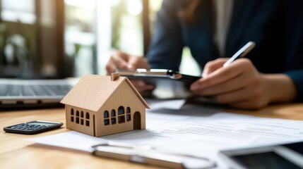 Financial advisor explaining insurance options to a client in an office environment.